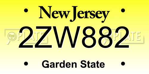 2ZW882 New Jersey License Plate