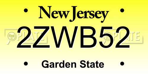 2ZWB52 New Jersey License Plate