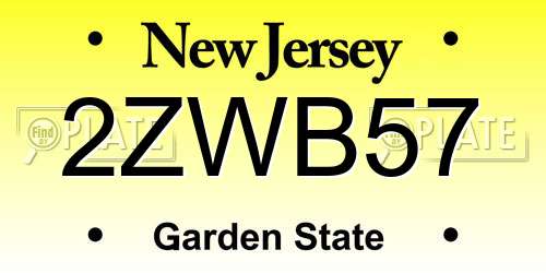 2ZWB57 New Jersey License Plate