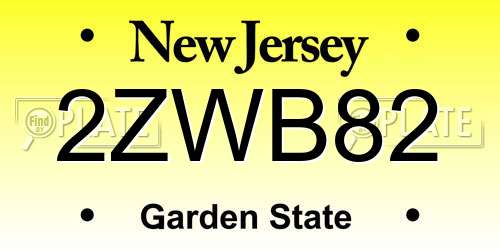 2ZWB82 New Jersey License Plate