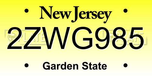 2ZWG985 New Jersey License Plate