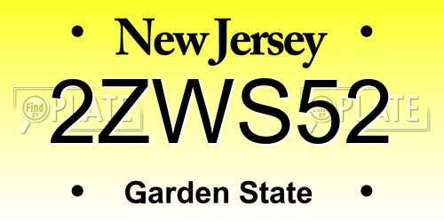 2ZWS52 New Jersey License Plate