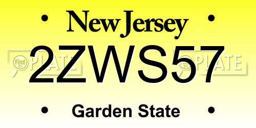 2ZWS57 New Jersey License Plate