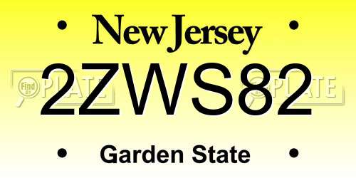 2ZWS82 New Jersey License Plate