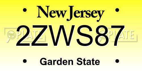 2ZWS87 New Jersey License Plate