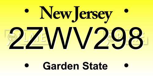 2ZWV298 New Jersey License Plate