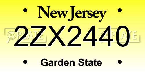 2ZX2440 New Jersey License Plate