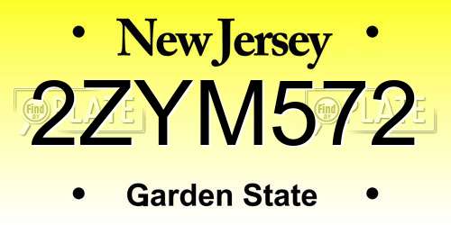 2ZYM572 New Jersey License Plate