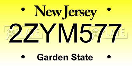 2ZYM577 New Jersey License Plate