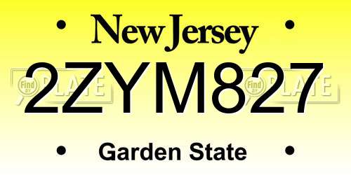 2ZYM827 New Jersey License Plate