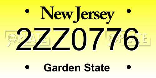 2ZZ0776 New Jersey License Plate