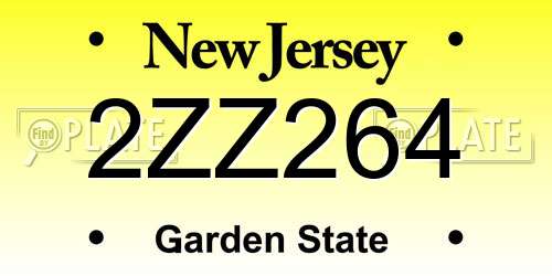2ZZ264 New Jersey License Plate