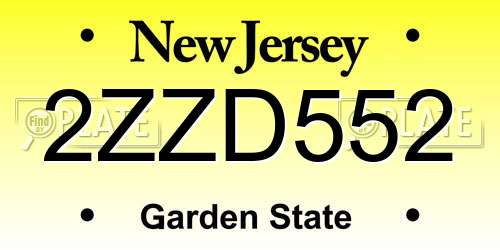 2ZZD552 New Jersey License Plate