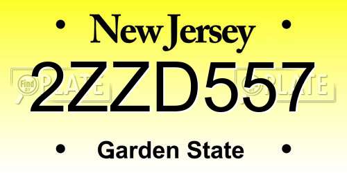 2ZZD557 New Jersey License Plate