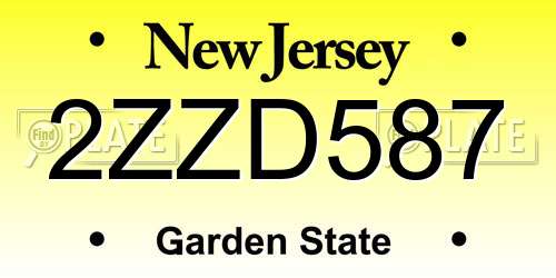 2ZZD587 New Jersey License Plate