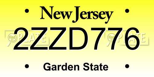 2ZZD776 New Jersey License Plate