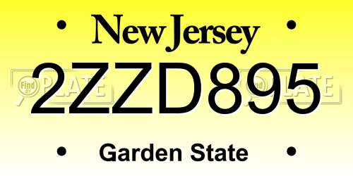 2ZZD895 New Jersey License Plate