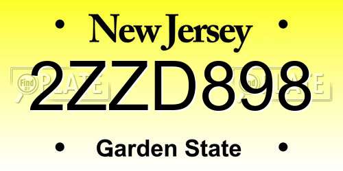 2ZZD898 New Jersey License Plate
