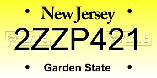 2ZZP421 New Jersey License Plate