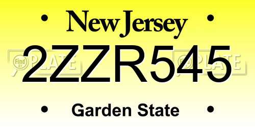 2ZZR545 New Jersey License Plate