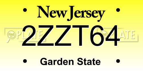2ZZT64 New Jersey License Plate