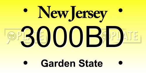 3000BD New Jersey License Plate