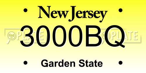 3000BQ New Jersey License Plate