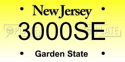 3000SE New Jersey License Plate