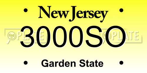 3000SO New Jersey License Plate