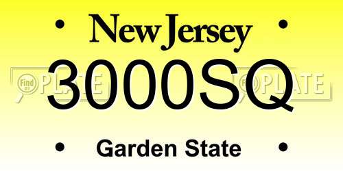 3000SQ New Jersey License Plate