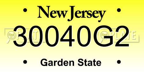 30040G2 New Jersey License Plate