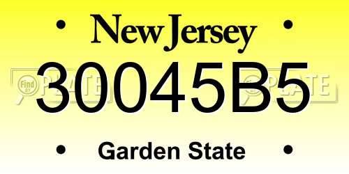 30045B5 New Jersey License Plate