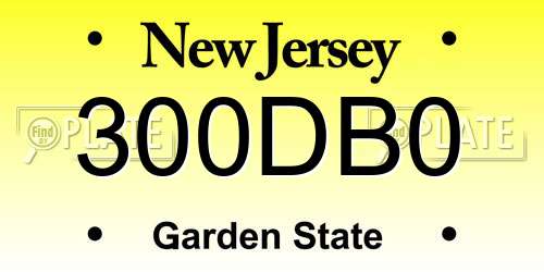 300DB0 New Jersey License Plate
