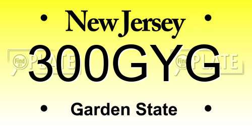 300GYG New Jersey License Plate
