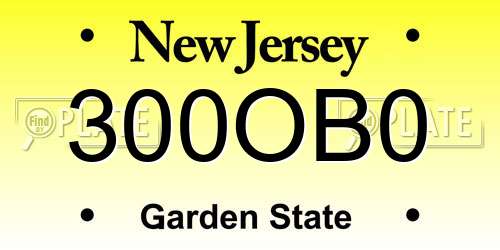 300OB0 New Jersey License Plate