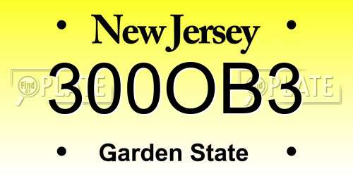 300OB3 New Jersey License Plate