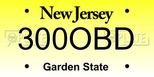 300OBD New Jersey License Plate