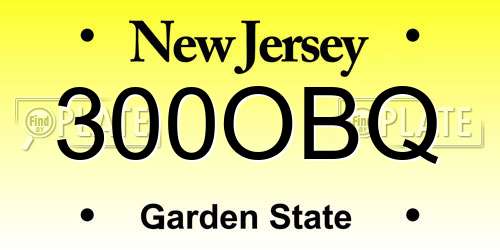300OBQ New Jersey License Plate