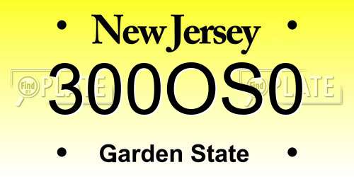 300OS0 New Jersey License Plate