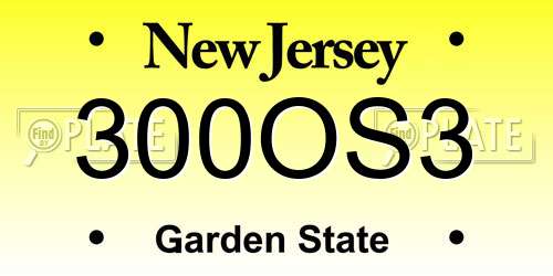 300OS3 New Jersey License Plate
