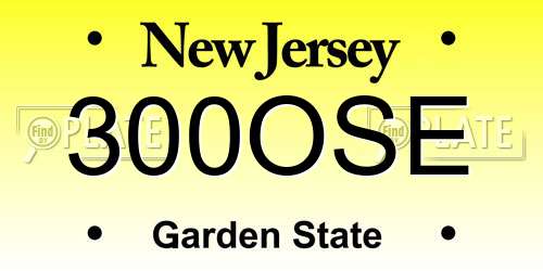 300OSE New Jersey License Plate