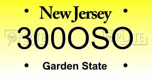 300OSO New Jersey License Plate
