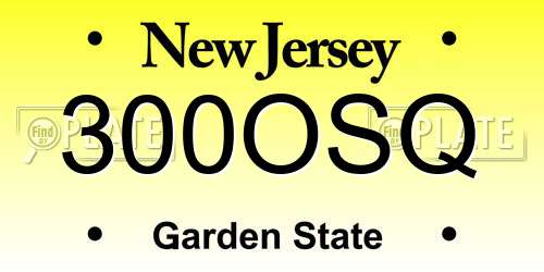 300OSQ New Jersey License Plate