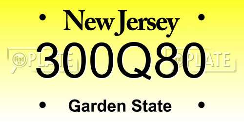 300Q80 New Jersey License Plate