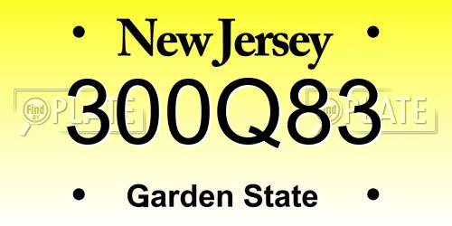 300Q83 New Jersey License Plate