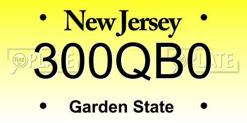 300QB0 New Jersey License Plate