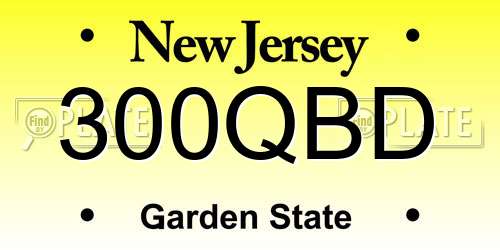 300QBD New Jersey License Plate