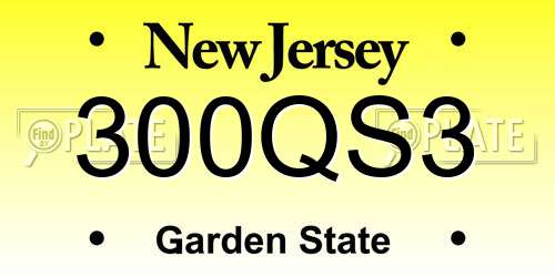 300QS3 New Jersey License Plate