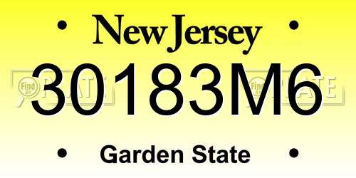 30183M6 New Jersey License Plate