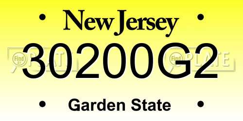30200G2 New Jersey License Plate